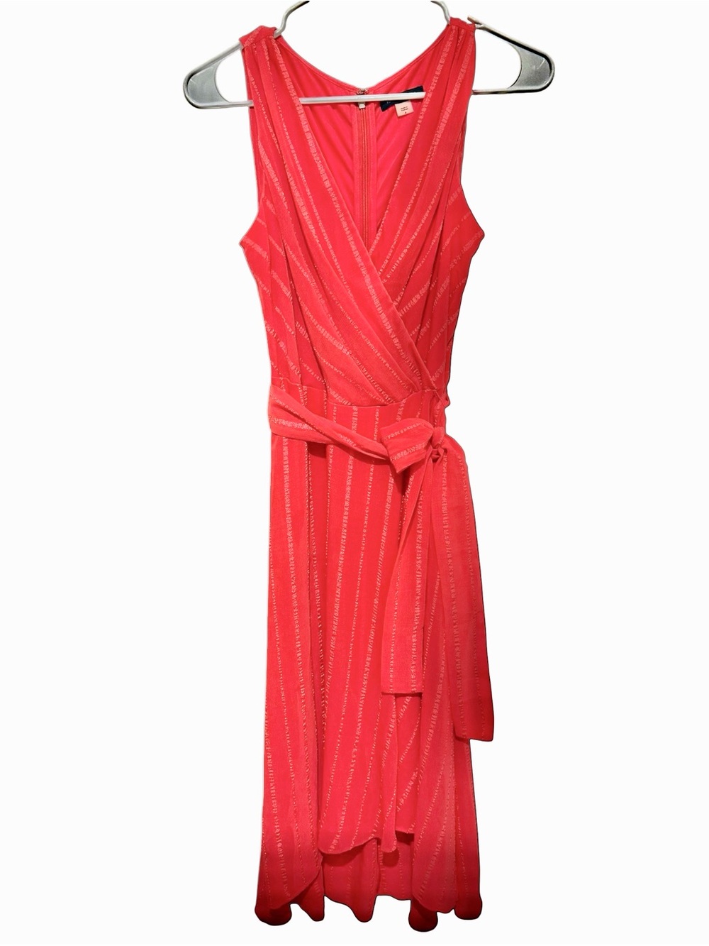 Tommy Hilfiger Coral Sleeveless Faux Wrap Dress